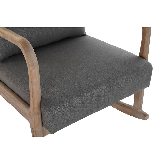 Scaun Balansoar DKD Home Decor Natural Gri închis Poliester Lemn de cauciuc Sixties 66 x 85 x 81 cm