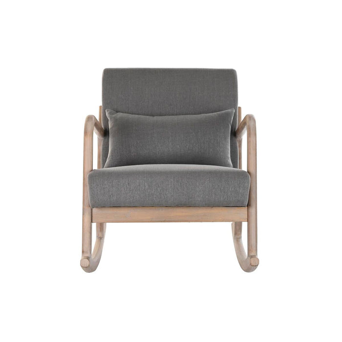 Scaun Balansoar DKD Home Decor Natural Gri închis Poliester Lemn de cauciuc Sixties 66 x 85 x 81 cm