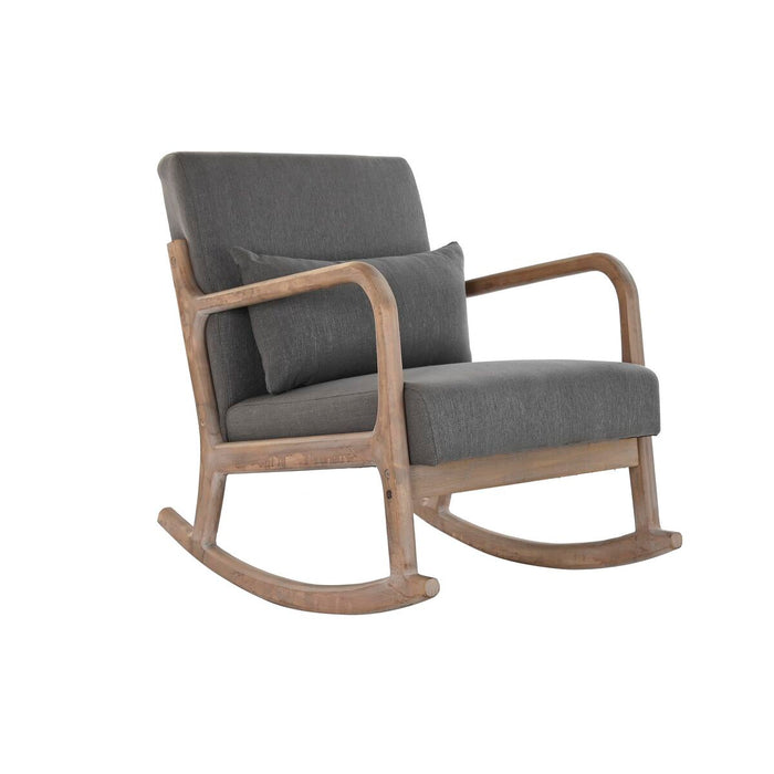 Scaun Balansoar DKD Home Decor Natural Gri închis Poliester Lemn de cauciuc Sixties 66 x 85 x 81 cm