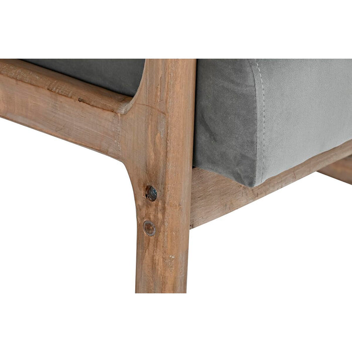 Fotoliu DKD Home Decor Natural Gri Lin Lemn de cauciuc (66 x 85 x 81 cm)
