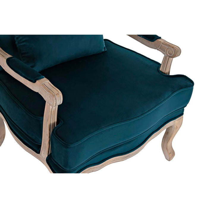 Fotoliu DKD Home Decor Lemn Maro Turquoise Poliester (70 x 66 x 95,5 cm)