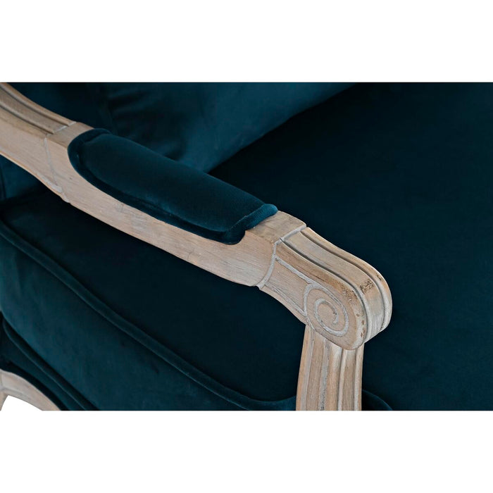 Fotoliu DKD Home Decor Lemn Maro Turquoise Poliester (70 x 66 x 95,5 cm)