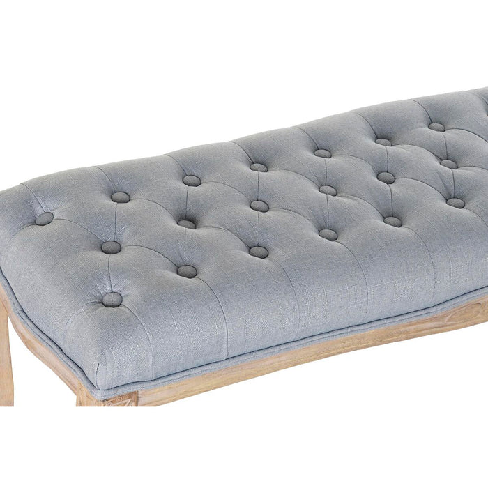 Banchetă DKD Home Decor   Albastru Poliester Lemn de cauciuc Maro Deschis (110 x 37 x 48 cm)