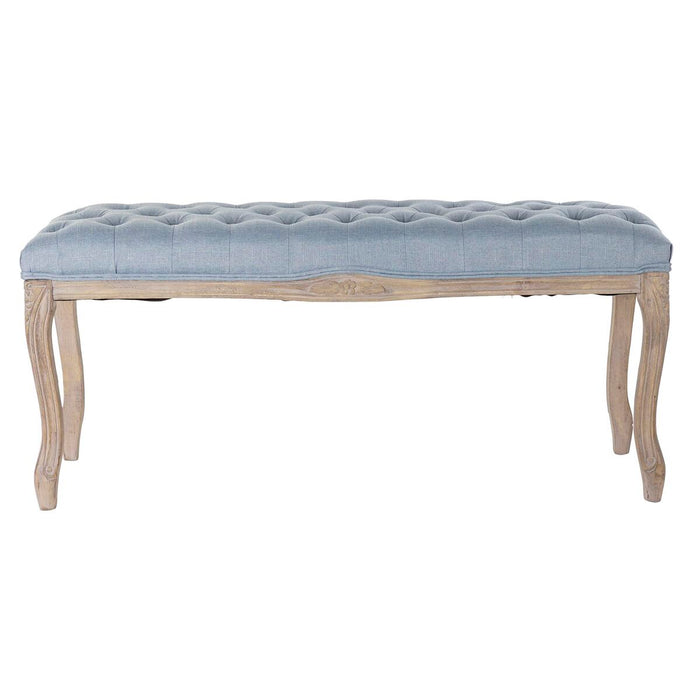 Banchetă DKD Home Decor   Albastru Poliester Lemn de cauciuc Maro Deschis (110 x 37 x 48 cm)
