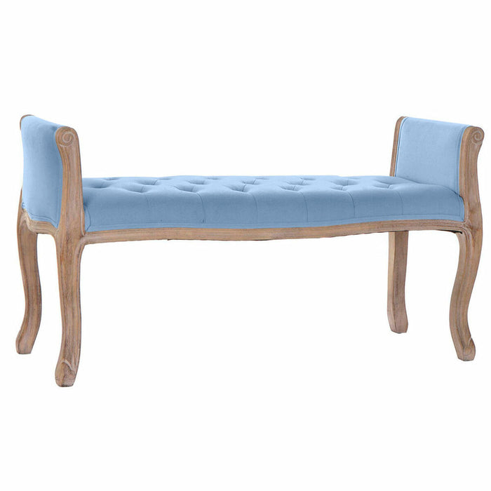 Banchetă DKD Home Decor   Albastru Maro Lin Lemn de cauciuc (109 x 39 x 60 cm)
