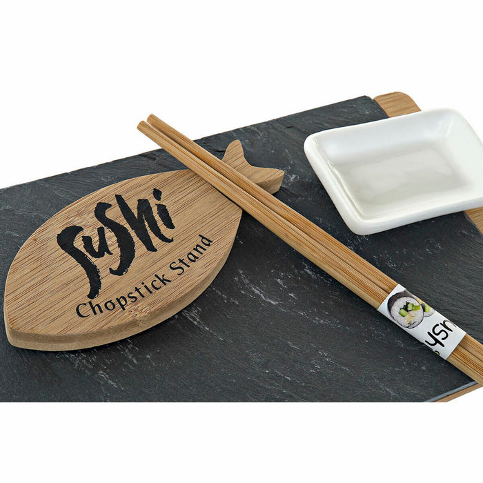 Set de Sushi DKD Home Decor Negru Natural Ceramică Bambus Plastic Slate Oriental 30 x 15 x 4 cm (9 Piese)
