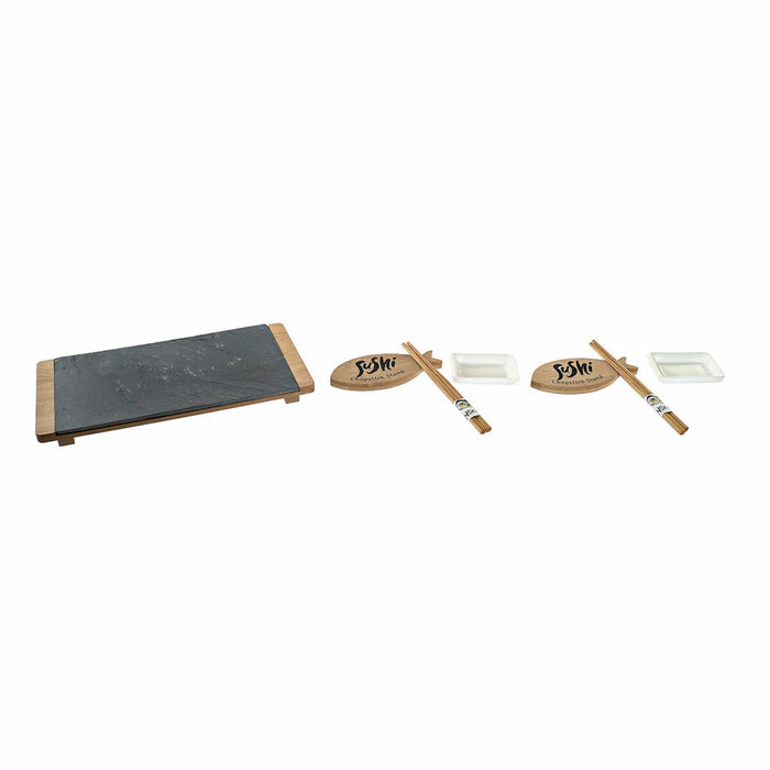 Set de Sushi DKD Home Decor Negru Natural Ceramică Bambus Plastic Slate Oriental 30 x 15 x 4 cm (9 Piese)