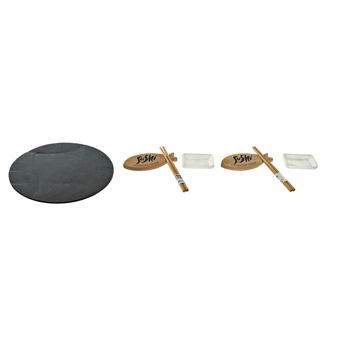 Set de Sushi DKD Home Decor Negru Natural Ceramică Bambus Plastic Slate Oriental 33 x 33 x 5 cm (9 Piese)