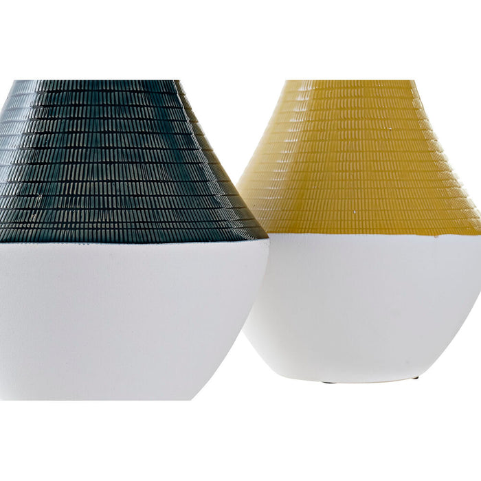 Vază DKD Home Decor Albastru Ocru Bicolor Gresie 23 x 23 x 51 cm (2 Unități)