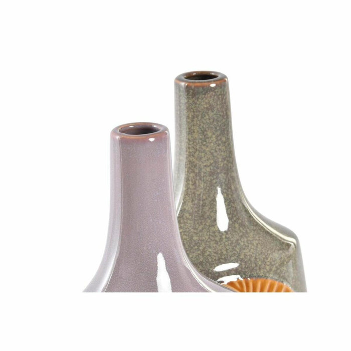 Vază DKD Home Decor Maro Portocaliu Gresie Frunza a unei plante 18 x 18 x 39 cm (2 Unități)