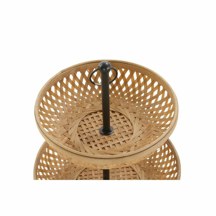 Fructieră DKD Home Decor Negru Metal Maro Bambus 40 x 40 x 70 cm