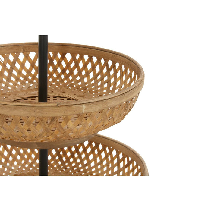 Fructieră DKD Home Decor Negru Metal Maro Bambus 40 x 40 x 70 cm