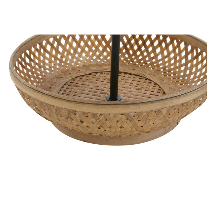 Fructieră DKD Home Decor Negru Metal Maro Bambus 40 x 40 x 70 cm