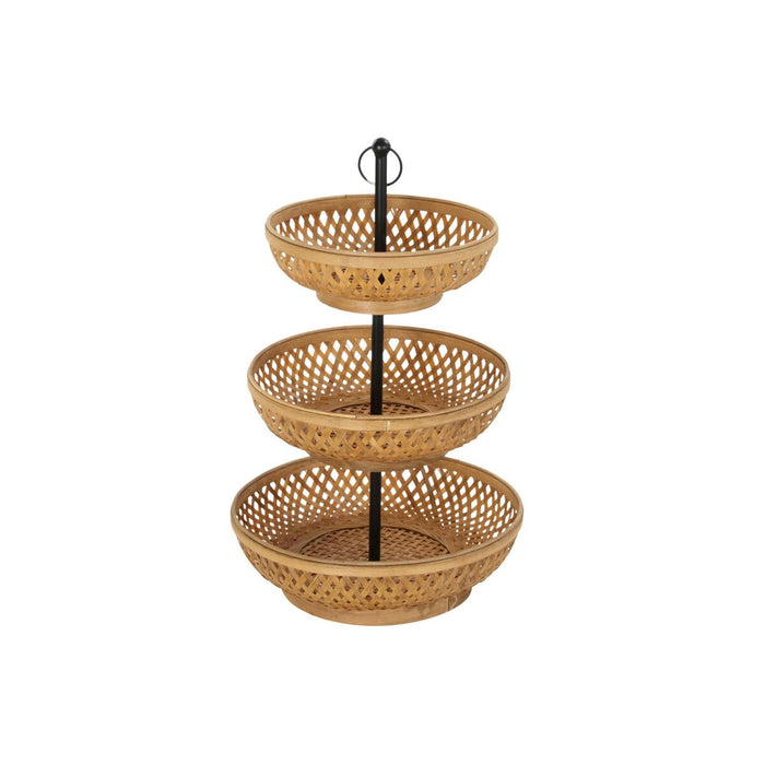 Fructieră DKD Home Decor Negru Metal Maro Bambus 40 x 40 x 70 cm