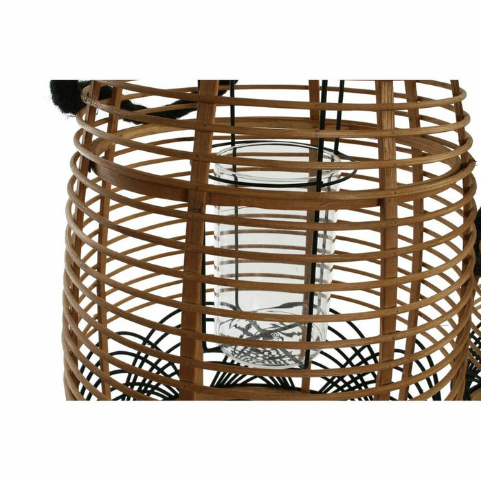 Suport de Lumânări DKD Home Decor 31 x 31 x 53 cm Geam Metal Bicolor Bambus