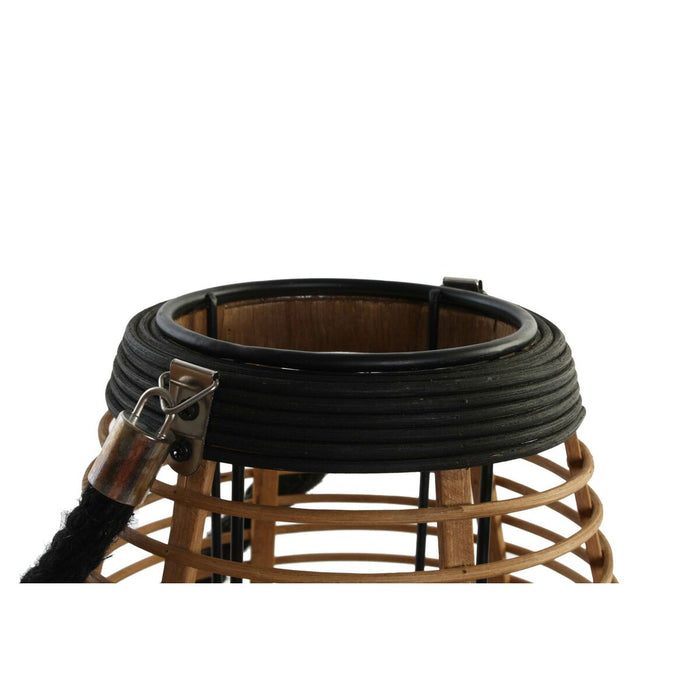Suport de Lumânări DKD Home Decor 31 x 31 x 53 cm Geam Metal Bicolor Bambus