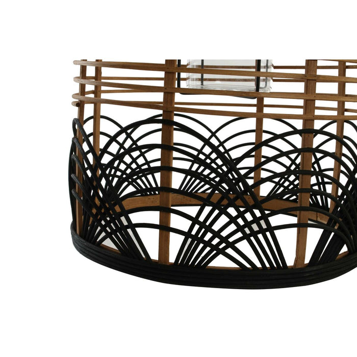 Suport de Lumânări DKD Home Decor 31 x 31 x 53 cm Geam Metal Bicolor Bambus