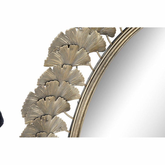 Oglindă de perete DKD Home Decor Oglindă Șampanie Metal Frunza a unei plante (69 x 3,5 x 98,5 cm)