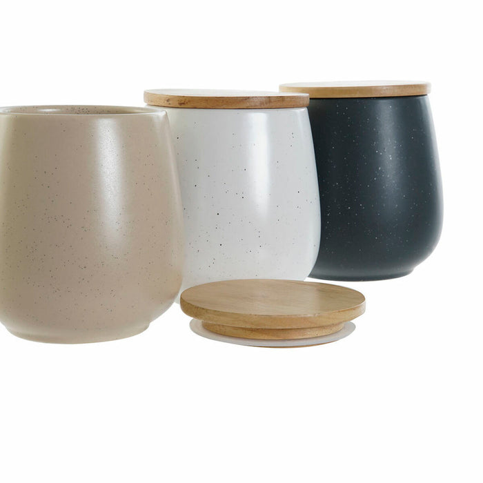 Staniu DKD Home Decor Alb Bej Gri închis 10 x 10 x 13 cm (3 Unități)