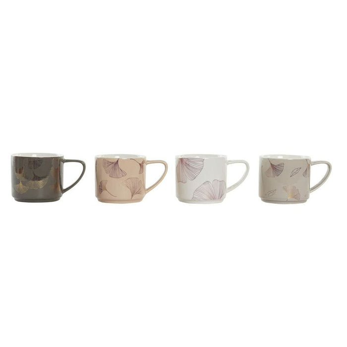Set de 4 Căni tip Halbă DKD Home Decor Gri Bej Roz Auriu* Metal Alb 330 ml Modern