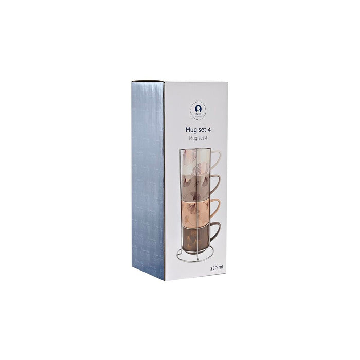 Set de 4 Căni tip Halbă DKD Home Decor Gri Bej Roz Auriu* Metal Alb 330 ml Modern