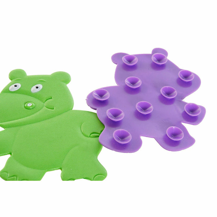 Covoraș de baie DKD Home Decor 10 x 1 x 13 cm Liliachiu Verde Infantil PVC (2 Unități)