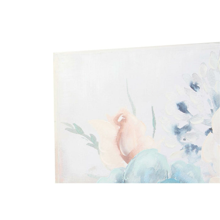 Tablou DKD Home Decor 80 x 3 x 80 cm Květiny Shabby Chic (2 Unități)