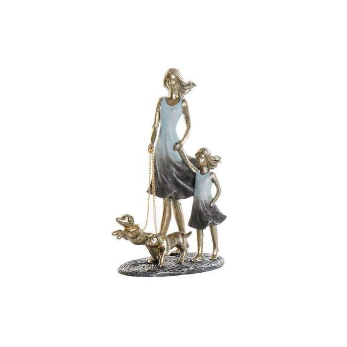 Figură Decorativă DKD Home Decor 16 x 9,5 x 24 cm Albastru Auriu* Familie