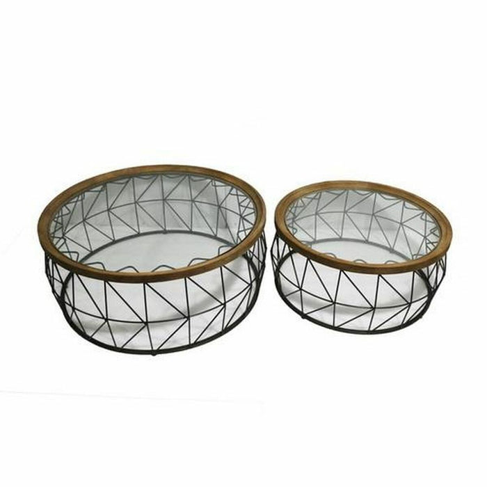 Set de 2 mese DKD Home Decor Geam Metal (102 x 102 x 42 cm) (2 pcs)
