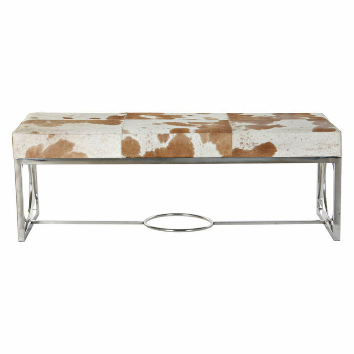 Banchetă DKD Home Decor   Negru Oțel Piele Alb (122 x 41 x 44 cm)