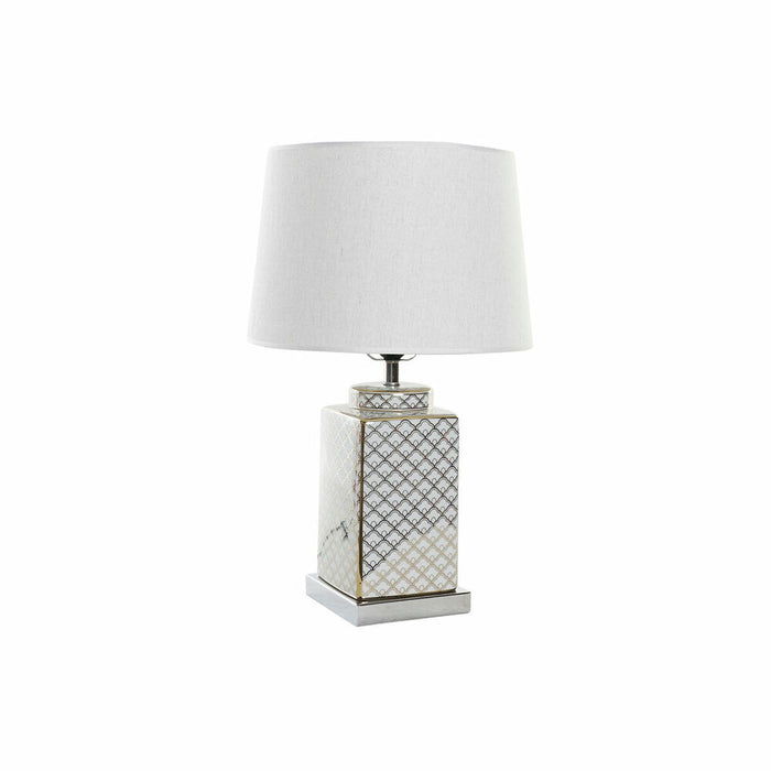 Lampă de masă DKD Home Decor Mozaic Porțelan Auriu* Poliester Alb 220 V 60 W (35 x 35 x 57 cm)