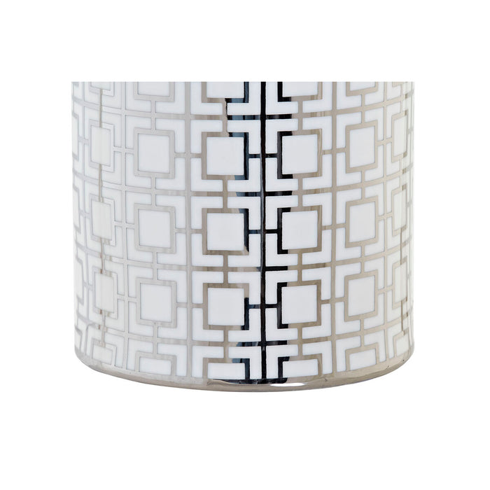 Vază DKD Home Decor Porțelan Argintiu Alb Oriental Geometric 13 x 13 x 36 cm