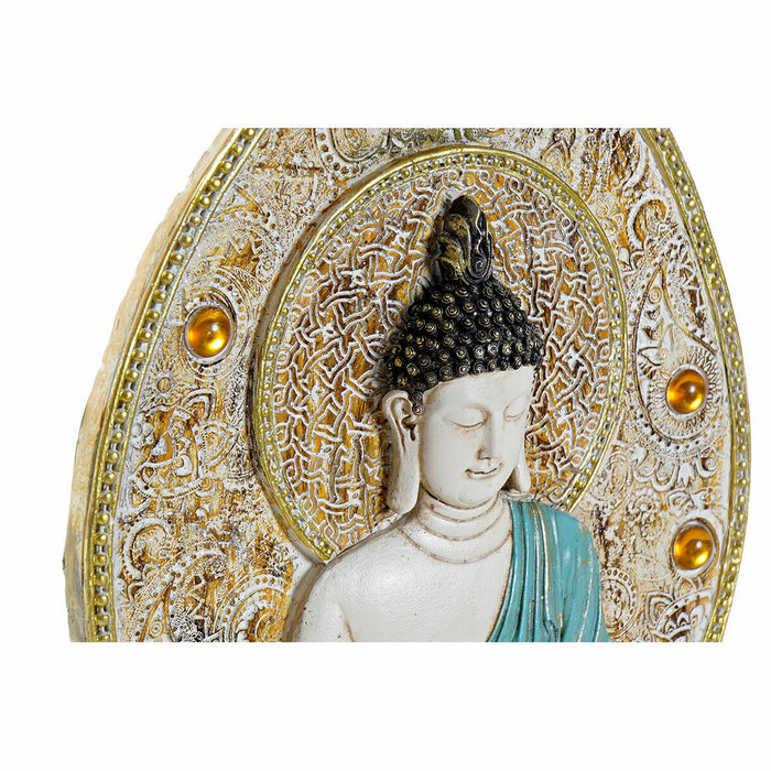 Decorațiune de Perete DKD Home Decor Albastru Roșu Auriu* Buda Oriental 19,3 x 3,7 x 27,3 cm (3 Piese)