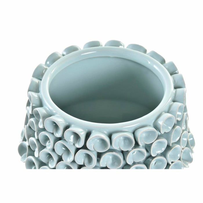 Vază DKD Home Decor Roz Turquoise Gresie Floare Mediterană 17 x 17 x 13,5 cm (2 Unități)