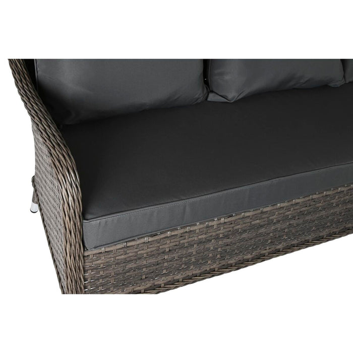 Canapea de Grădină DKD Home Decor Geam Gri Poliester ratan sintetic Oțel Maro închis (175 x 73 x 81 cm)