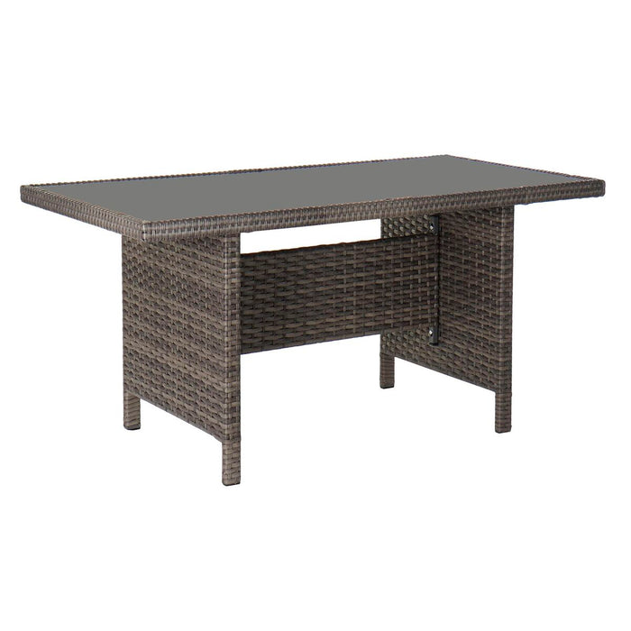 Canapea de Grădină DKD Home Decor Geam Gri Poliester ratan sintetic Oțel Maro închis (175 x 73 x 81 cm)