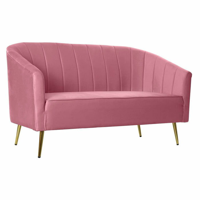 Canapea DKD Home Decor Roz Metal Poliester Burete Lemn MDF (140 x 77 x 81 cm)