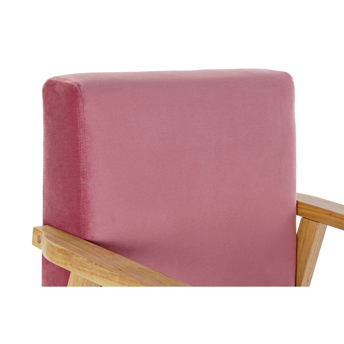Fotoliu DKD Home Decor Roz Poliester Lemn MDF (61 x 63 x 77 cm)