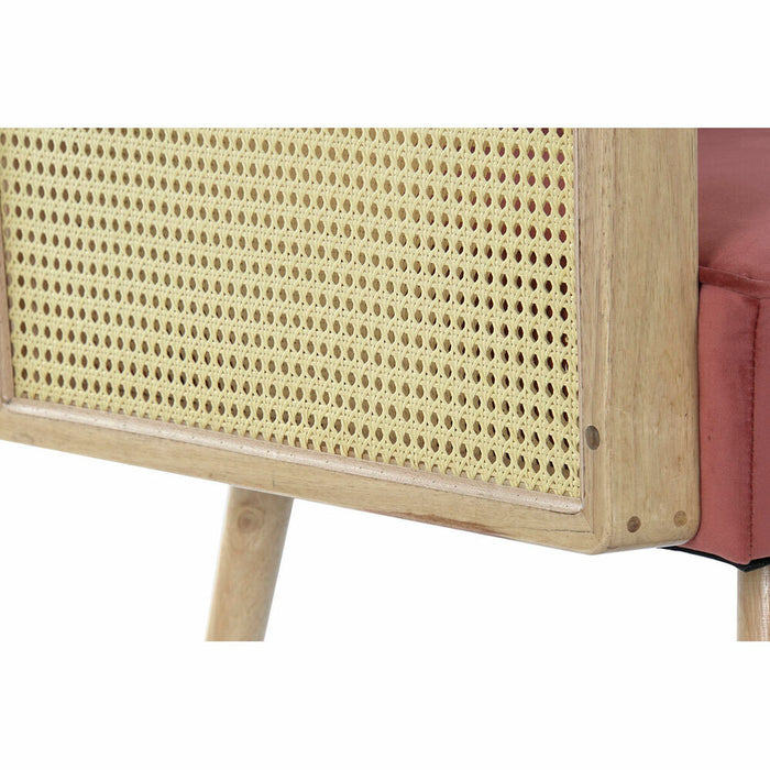 Fotoliu DKD Home Decor Roz Poliester Ratan (66 x 64 x 79 cm)