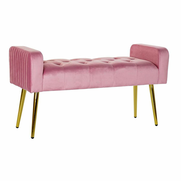 Banchetă DKD Home Decor   Roz Auriu* Poliester Кадифе Lemn MDF (100 x 37 x 52 cm)