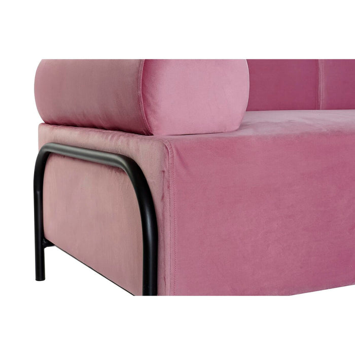 Canapea DKD Home Decor Negru Roz Metal Poliester Modern (154 x 76 x 76 cm)