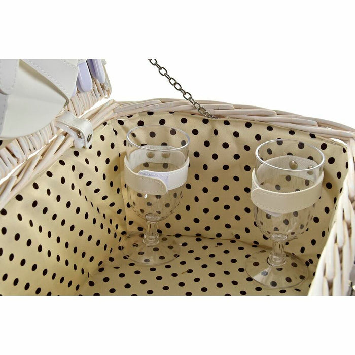Coș DKD Home Decor răchită Picnic Bej Poliester Alb (44 x 28 x 19 cm)