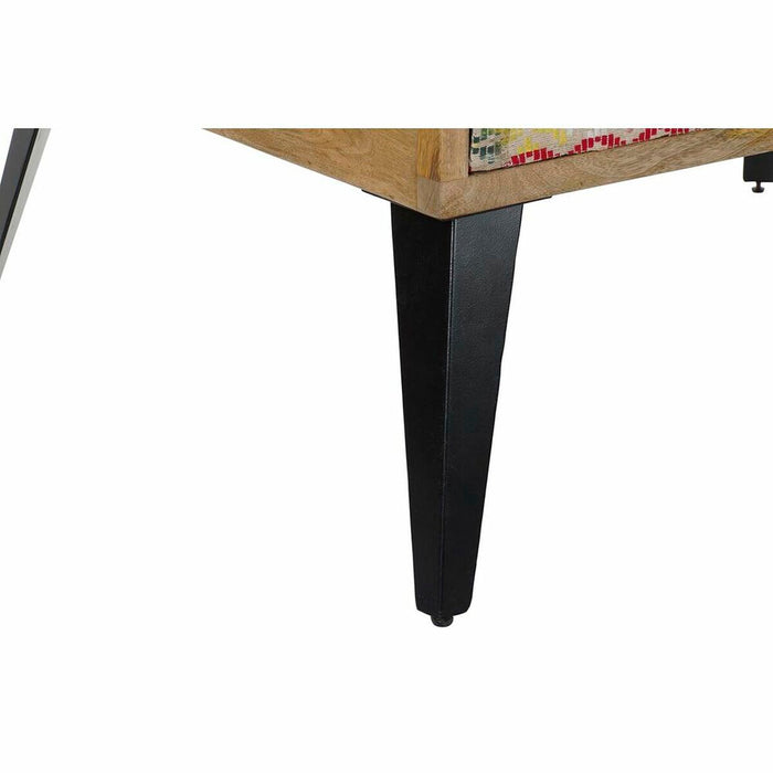 Masa laterală DKD Home Decor 110 x 70 x 46 cm Negru Metal Maro Multicolor Lemn de mango