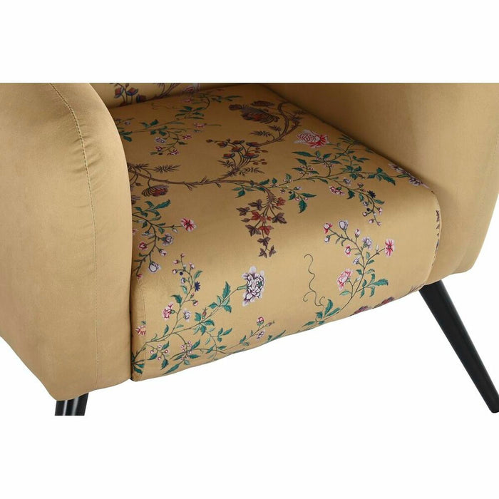 Fotoliu DKD Home Decor 75 x 71 x 71 cm Negru Metal Galben