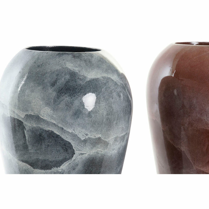 Vază DKD Home Decor Gri 24 x 24 x 45 cm Maro închis Modern Lăcuit (2 Unități)