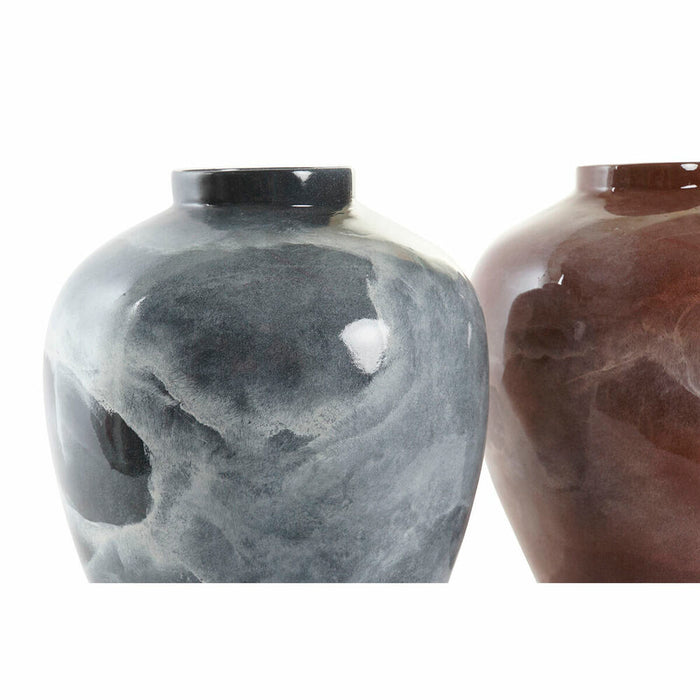 Vază DKD Home Decor Gri 26 x 26 x 32 cm Maro închis Modern Lăcuit (2 Unități)