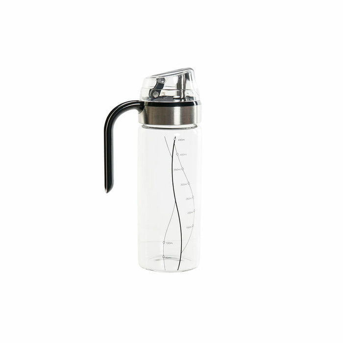 Dispenser pentru Ulei DKD Home Decor Negru Transparent Oțel inoxidabil Sticlă borosilicată 450 ml