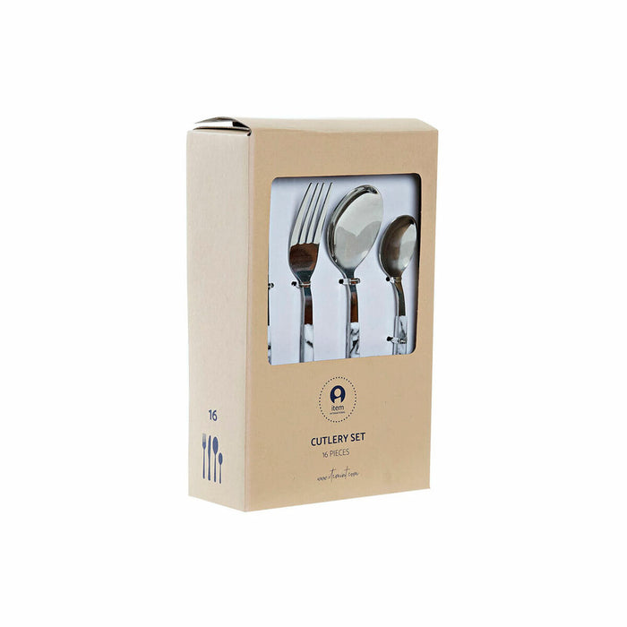 Set de Tacâmuri DKD Home Decor Argintiu Oțel inoxidabil Alb 16 Piese (16 pcs)
