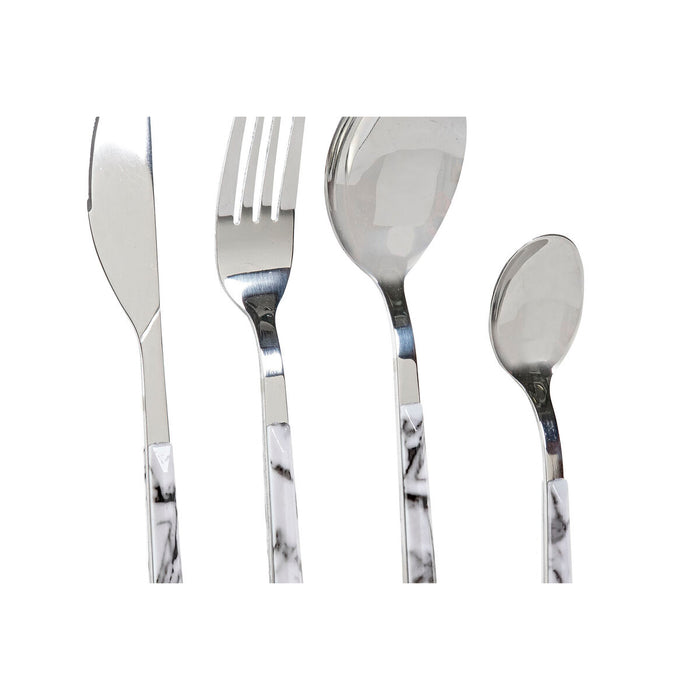 Set de Tacâmuri DKD Home Decor Argintiu Oțel inoxidabil Alb 16 Piese (16 pcs)