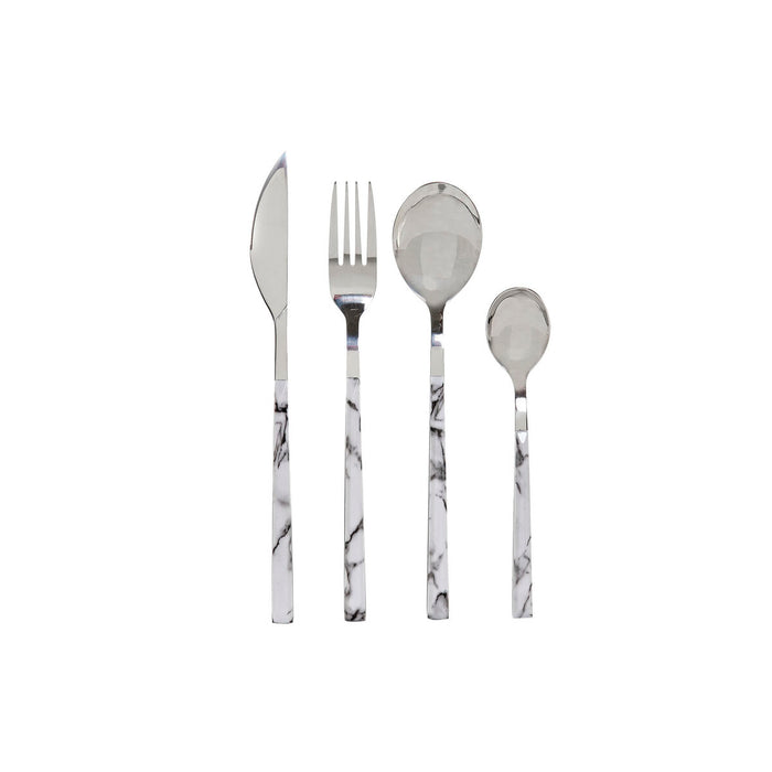 Set de Tacâmuri DKD Home Decor Argintiu Oțel inoxidabil Alb 16 Piese (16 pcs)